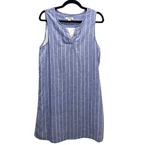 BeachLunchLounge Blue Linen Lined Beach Sleeveless Tunic Dress Size:LG